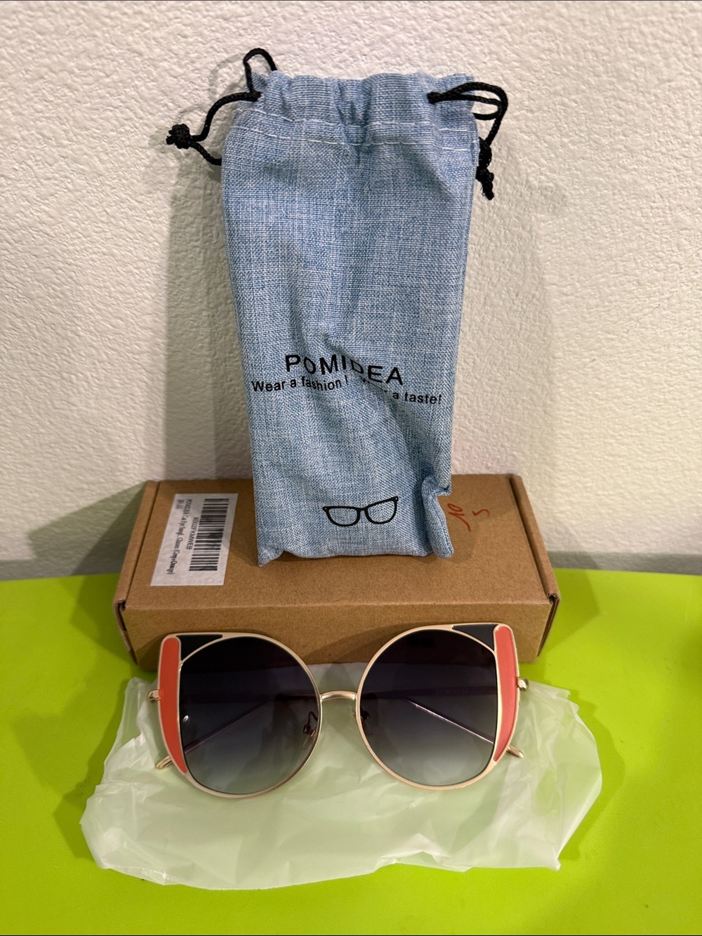 Get 2 pairs!! POMIDEA Round cateye Sunglasses with Coral Accent